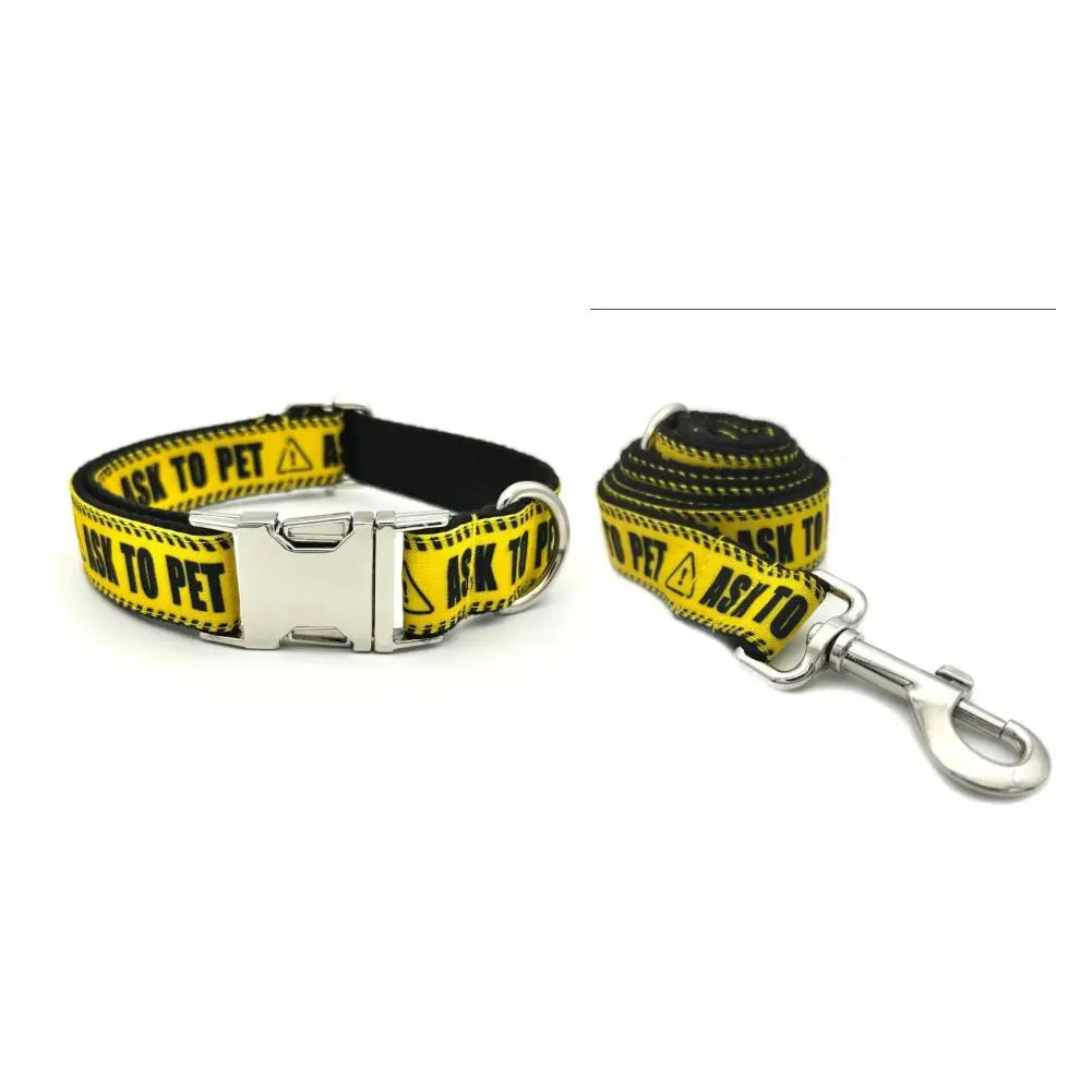 Personalized Pet Collar Warning Sign DO NOT PET I Need Space Custom Puppy Cat Name ID Tag Adjustable Basic Dog Collars