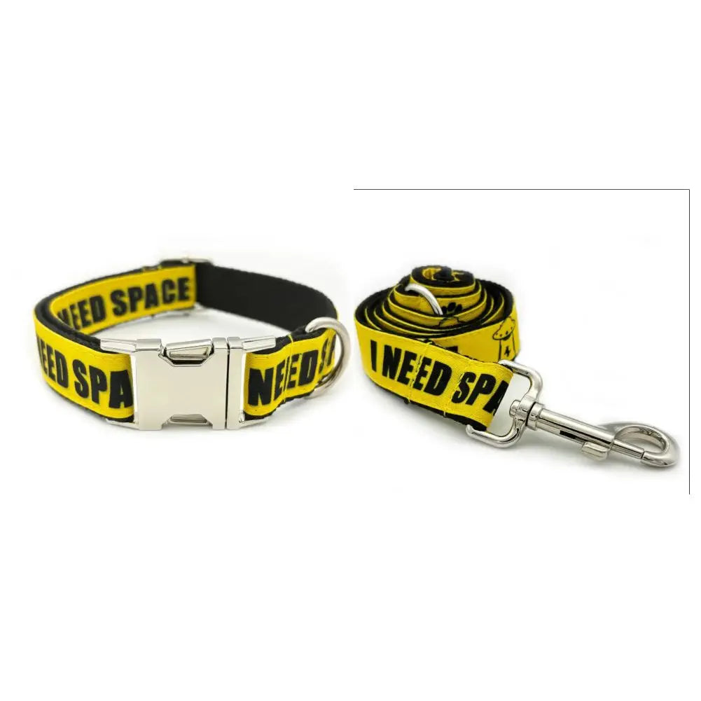 Personalized Pet Collar Warning Sign DO NOT PET I Need Space Custom Puppy Cat Name ID Tag Adjustable Basic Dog Collars