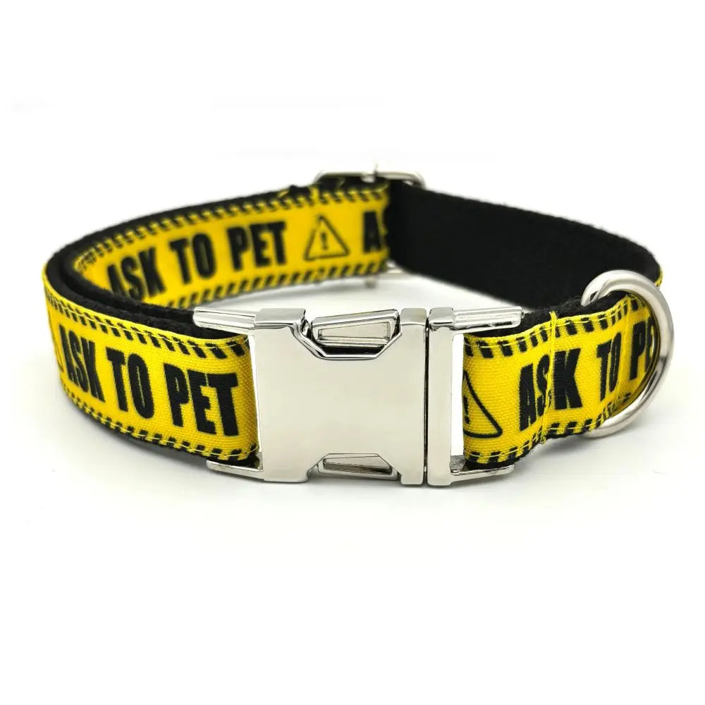 Personalized Pet Collar Warning Sign DO NOT PET I Need Space Custom Puppy Cat Name ID Tag Adjustable Basic Dog Collars