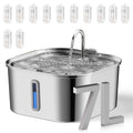 7L high-capacity stainless steel cat dog pet Fountain dispenser with water level window multi-layer filtering silent water pump